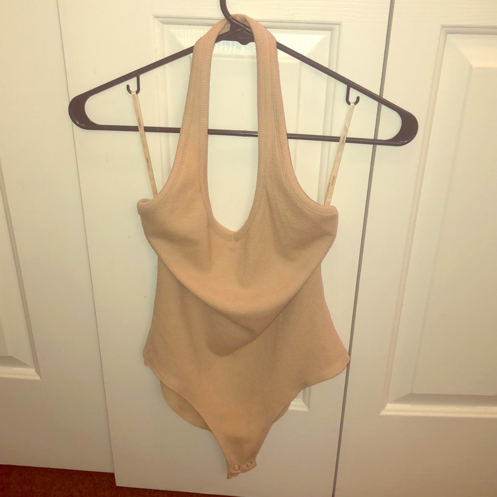 Forever 21 halter low back tan body suit